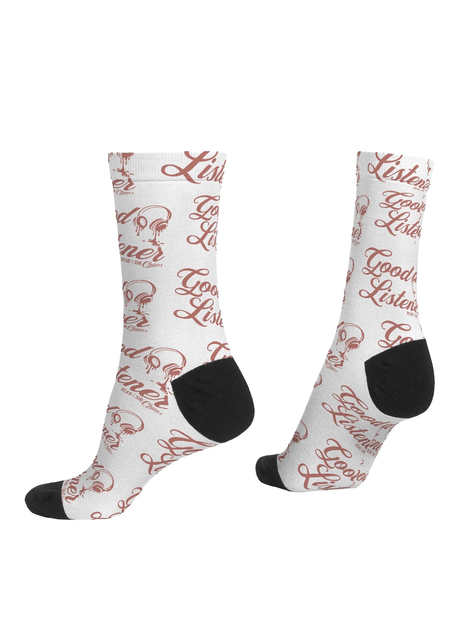 Good Listener White Socks (PinkText) product image (4)