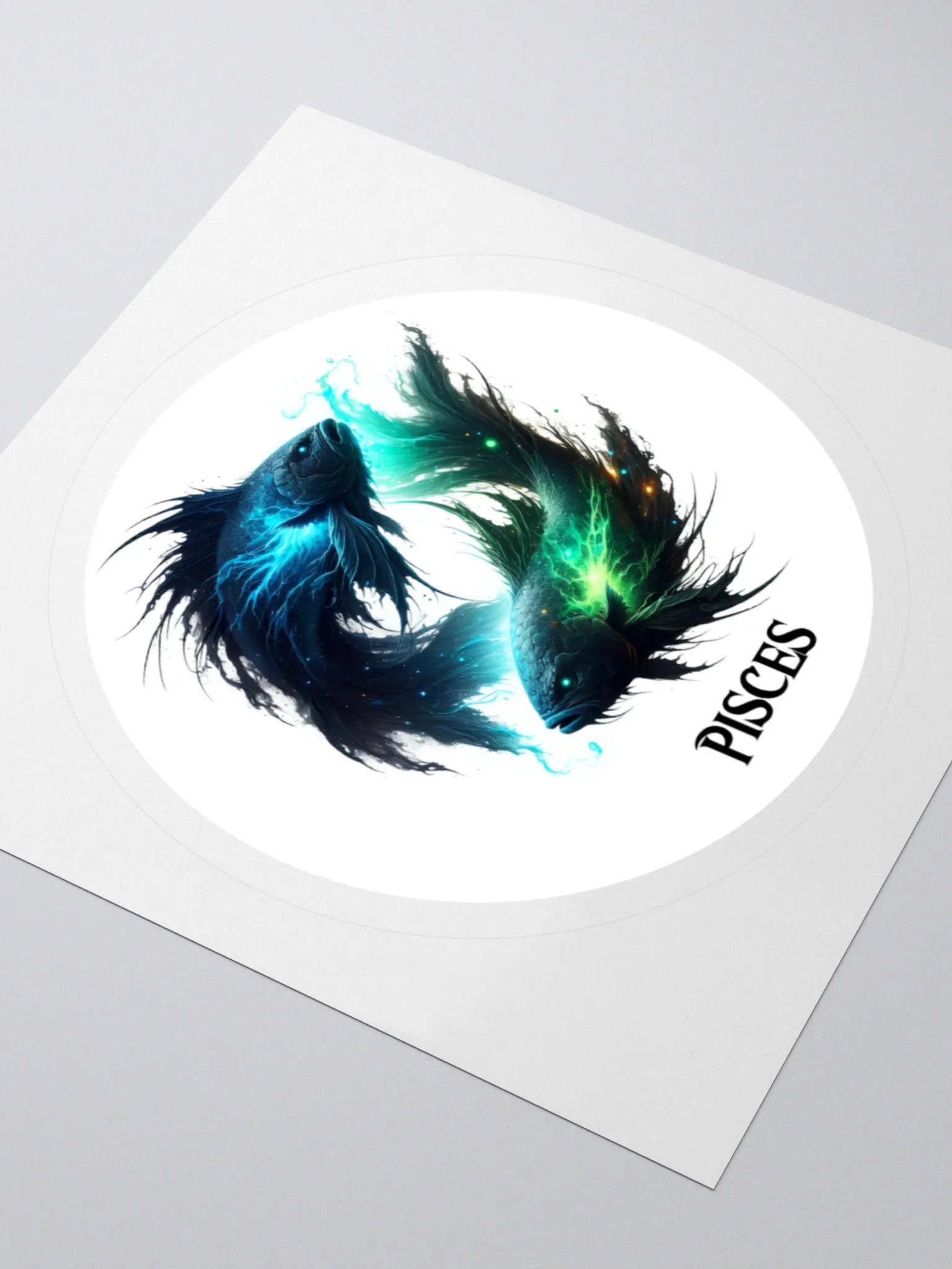 Mythical Pisces Zodiac Round Sticker product image (7)