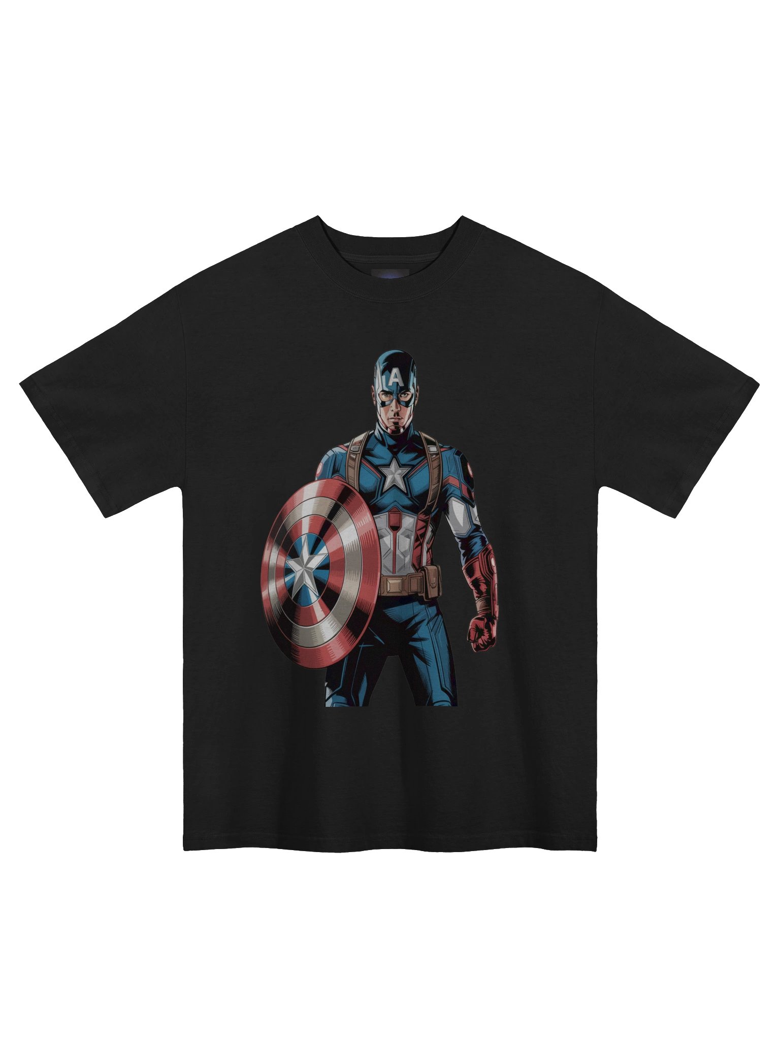 Nocturnal Aegis: Captain America Faded Shieldbearer Oversized T-Shirt product image (3)