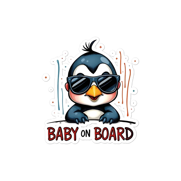 Cool Penguin Urban Style Baby On Board Car Decal - 5x5 Premium Vinyl Sticker - Streetwear Inspire Penguin with Sunglasses Graphic for Cars and Jeeps product image (1)