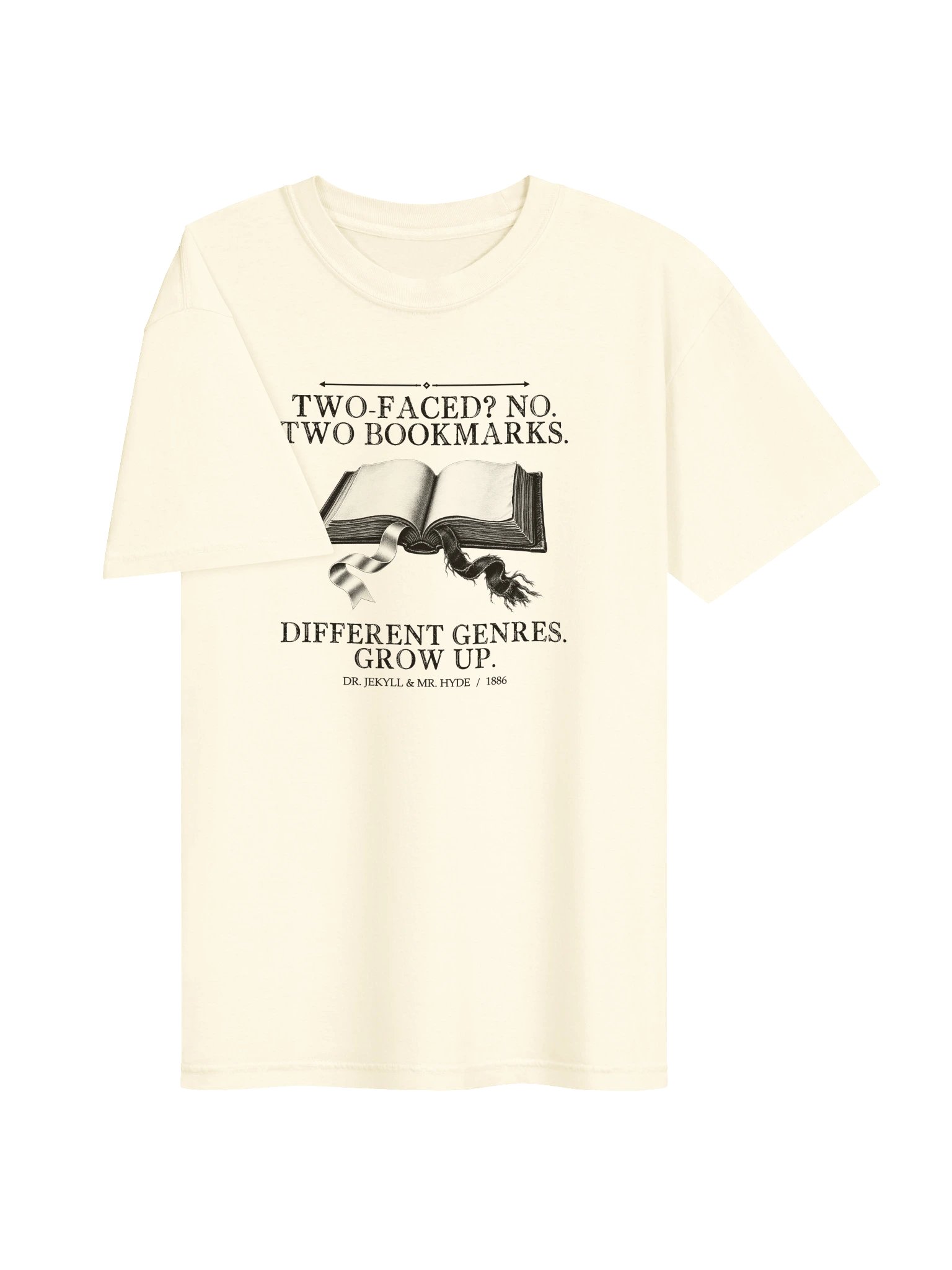 Two Bookmarks Genres -- The Strange Case of Dr Jekyll and Mr Hyde Tee (Light) product image (9)