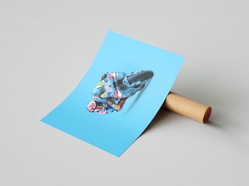 Available as a poster, a framed print or on a stretched canvas, The Marc Marquez drawing is now available on the Drawn2b.com ...
