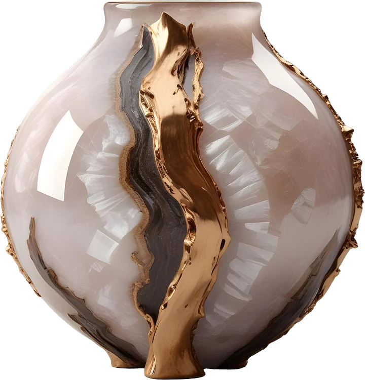 Golden Grace – Sculptural Vase PNG product image (1)