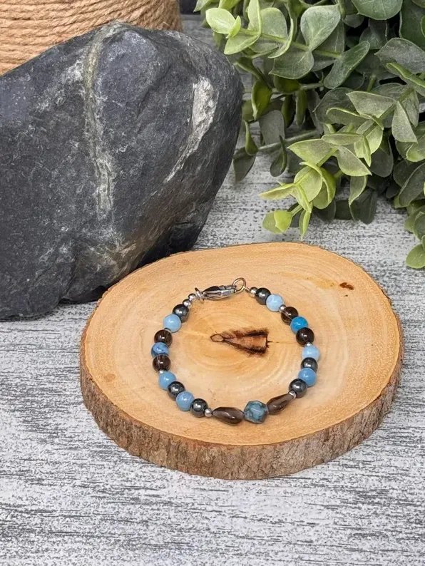 Serenity Gemstone Bracelet • Larimar and Blue Crazy Lace Agate product image (2)