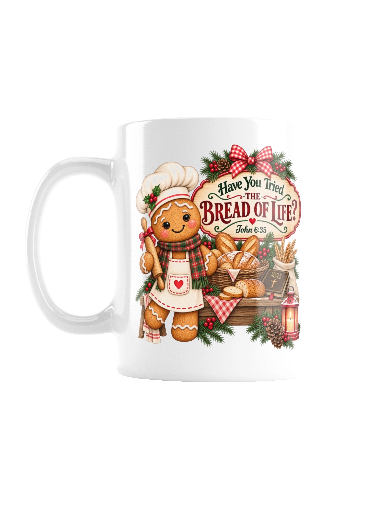 Bread of Life Christmas Mug | Cute Gingerbread Christian Coffee Mug | John 6:35 Faith Gift product image (3)