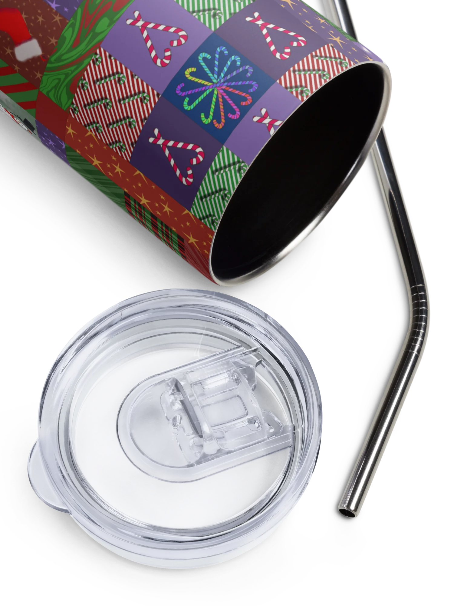 Christmas Memories Patchwork Stainless Steel Tumbler with Straw product image (4)