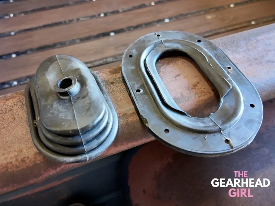 Ripped Dodge truck shift boot
