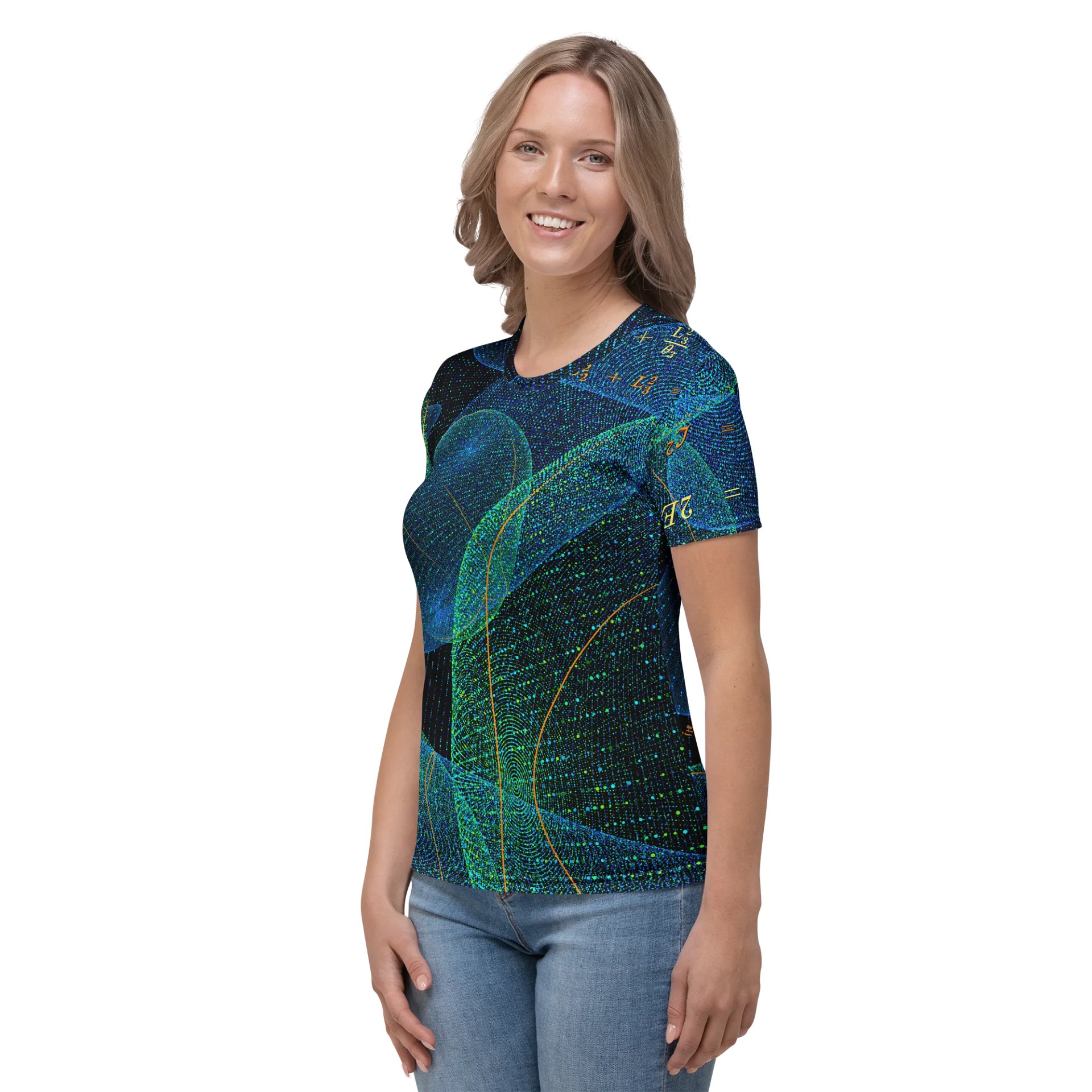 Poinsot's Pixel Spaceship 3 - Physics of the Gyroscope Women's Crew Neck T-Shirt product image (6)