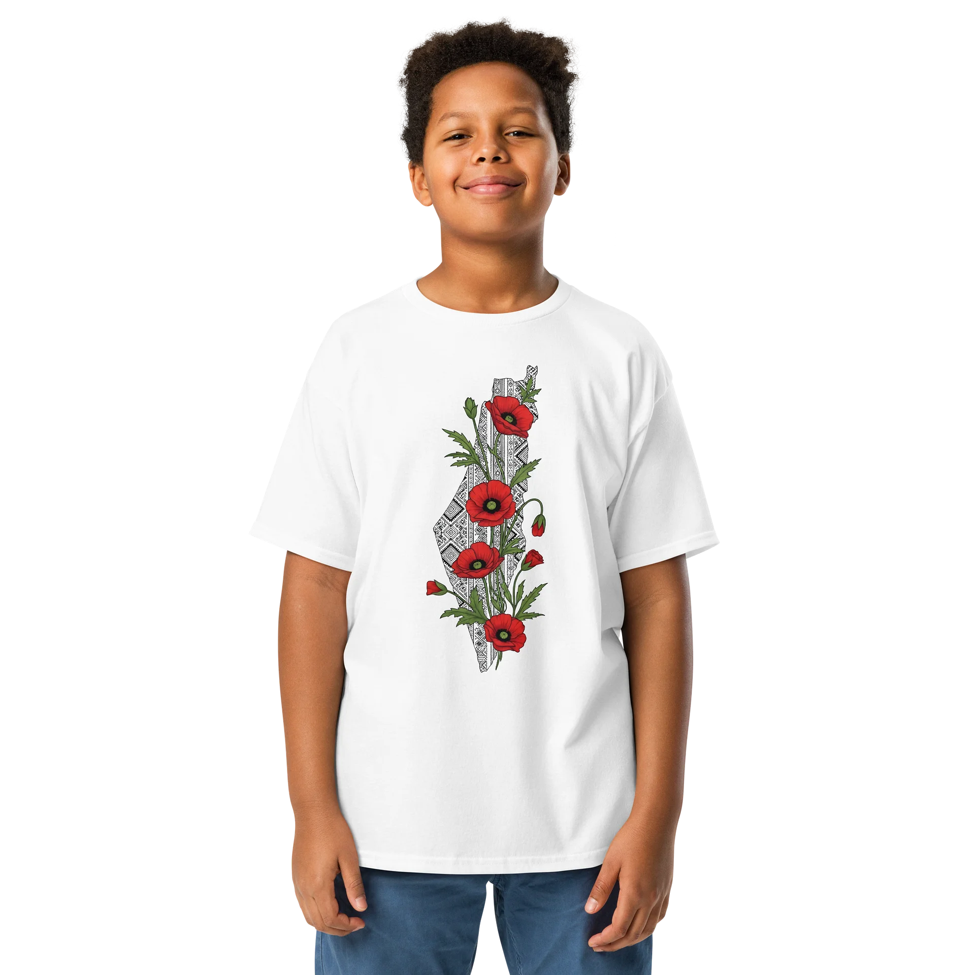Kids Palestine Poppy and Tatreez Map T-Shirt product image (51)
