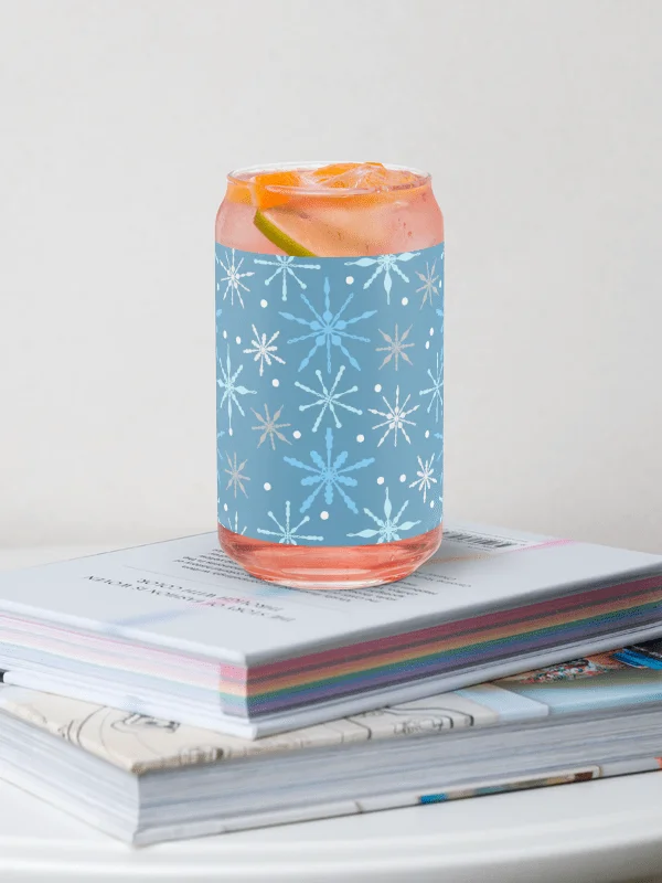 Snowflakes Pattern in Light Blue Glass Tumbler product image (1)