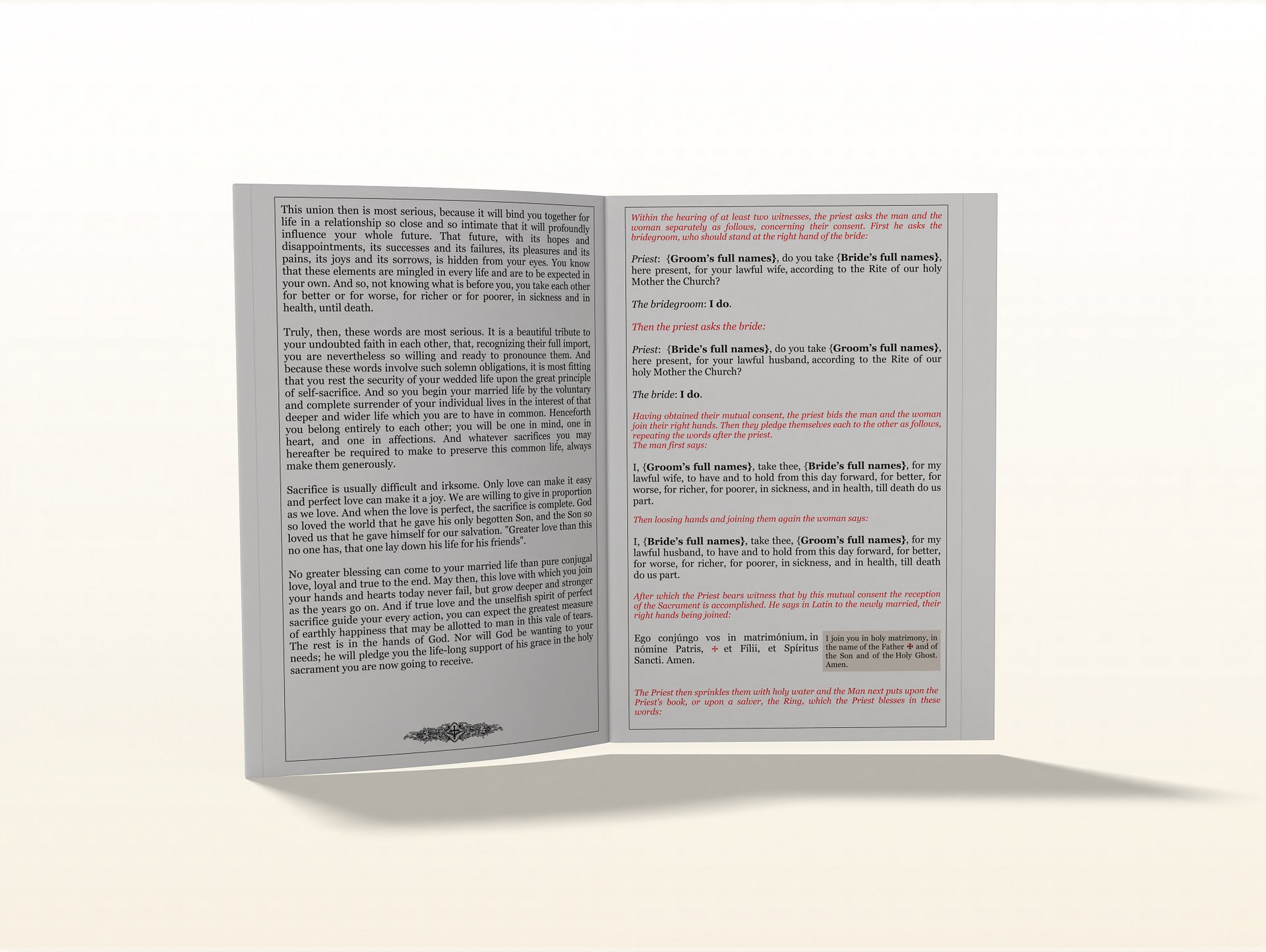 Catholic Wedding Program Booklet for Nuptial Mass in the Extra-Ordinary Form product image (8)