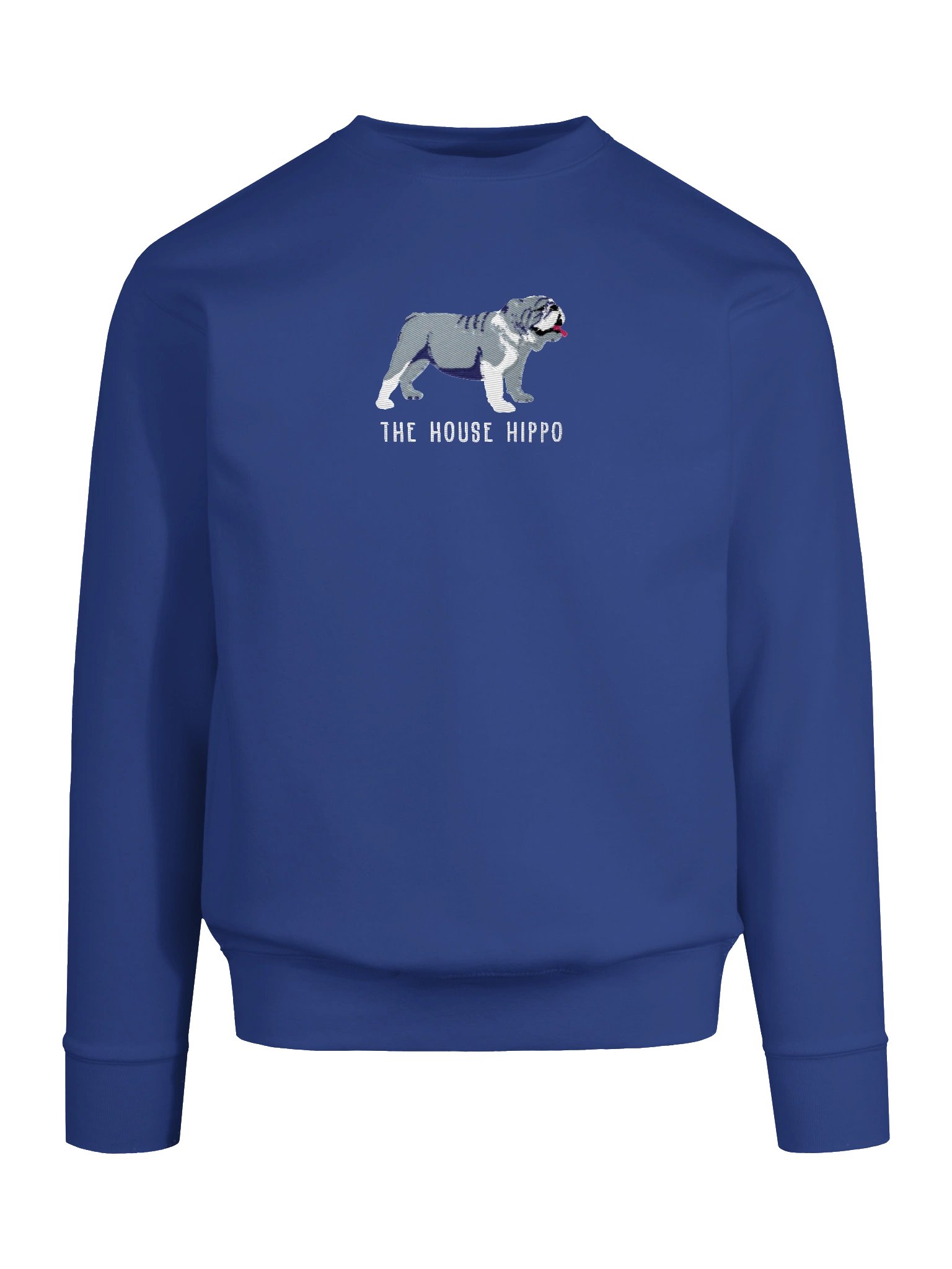 The House Hippo Sweatshirt (Embroidered) of an English Bulldog(Blue & White) product image (23)