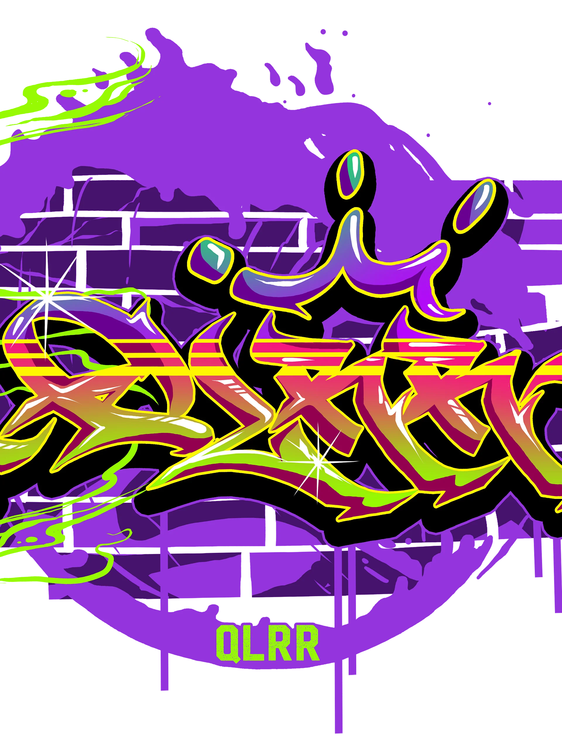 Neon Graffiti Street Art Print – Bold Urban Wall Mural with Purple