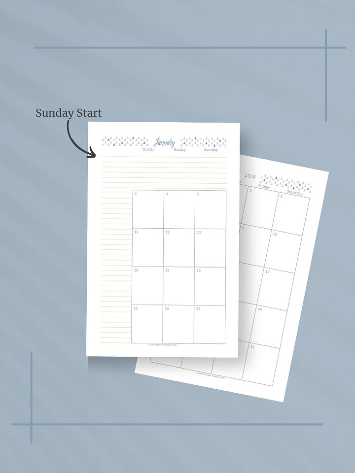 Coastal Dreams 2026 Calendar - 2 Pages per Month, Sunday Start, Half Letter Size product image (2)