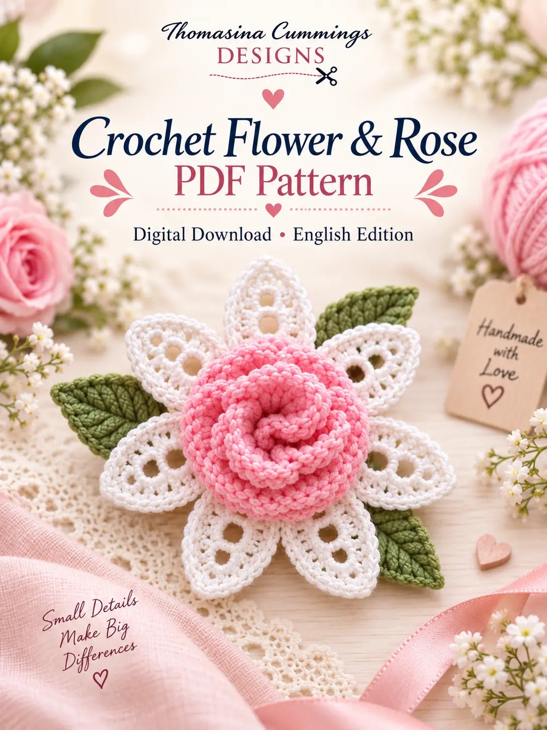 Crochet Flower & Rose PDF Pattern product image (1)