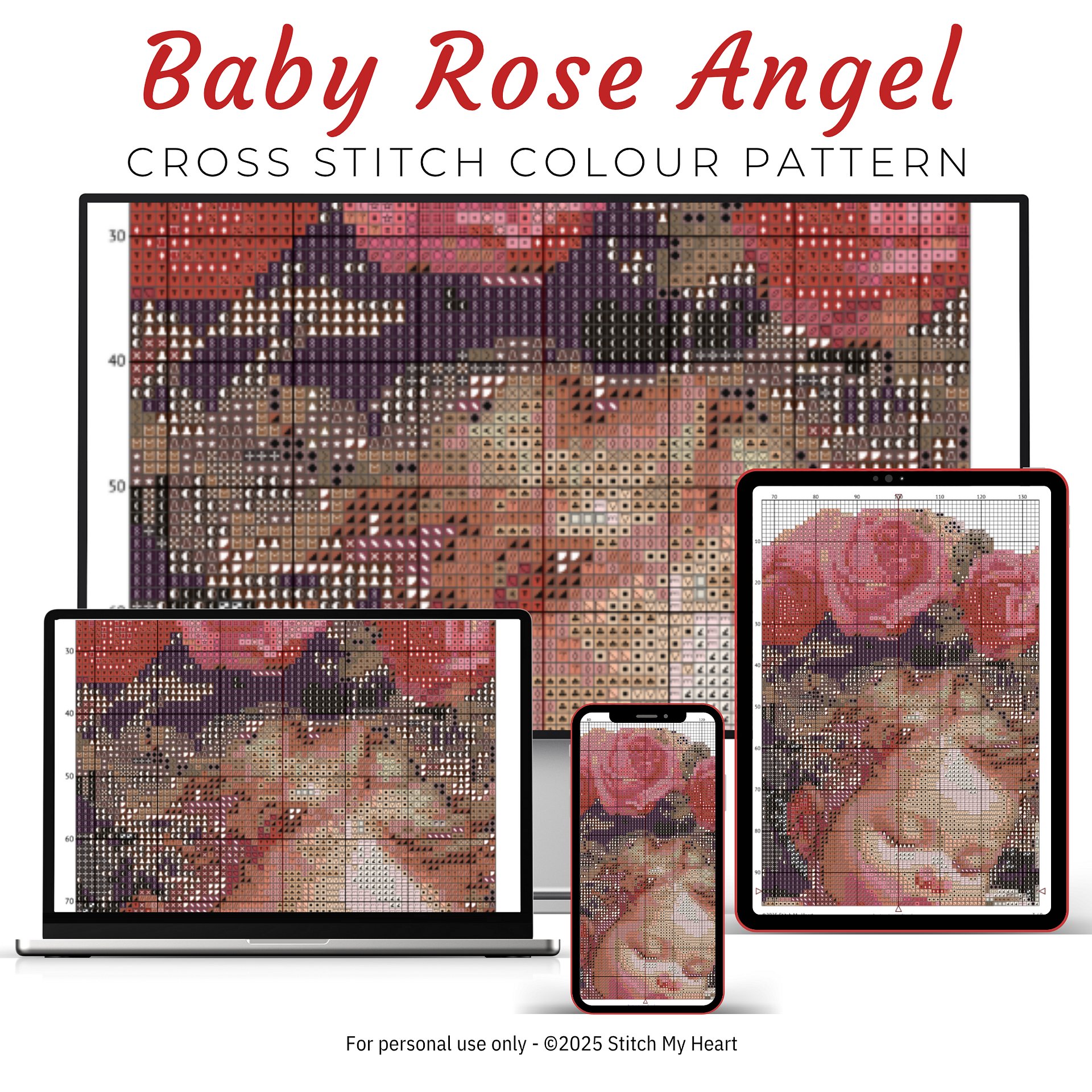 Baby Rose Angel Cross Stitch Pattern product image (3)