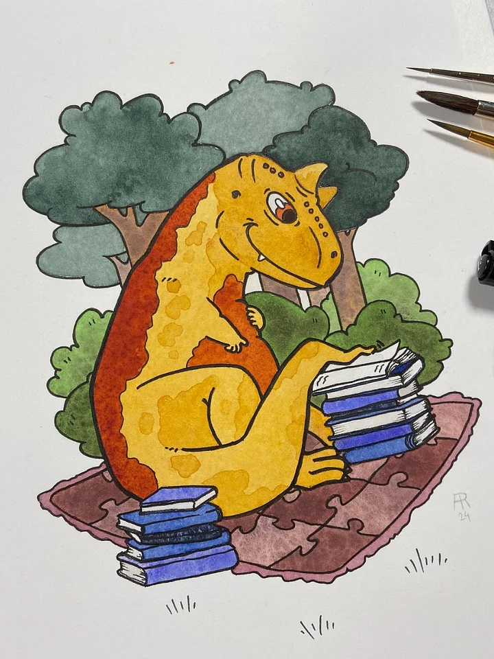 original artwork : bookish carnotaurus product image (1)