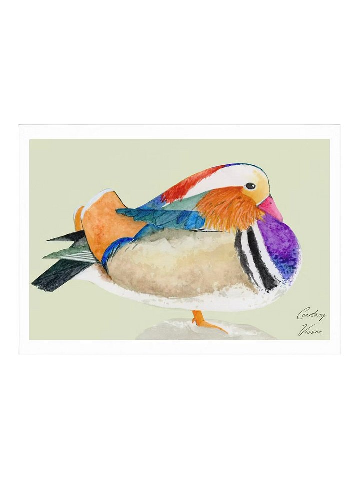 Mandarin duck print (light green background) product image (1)