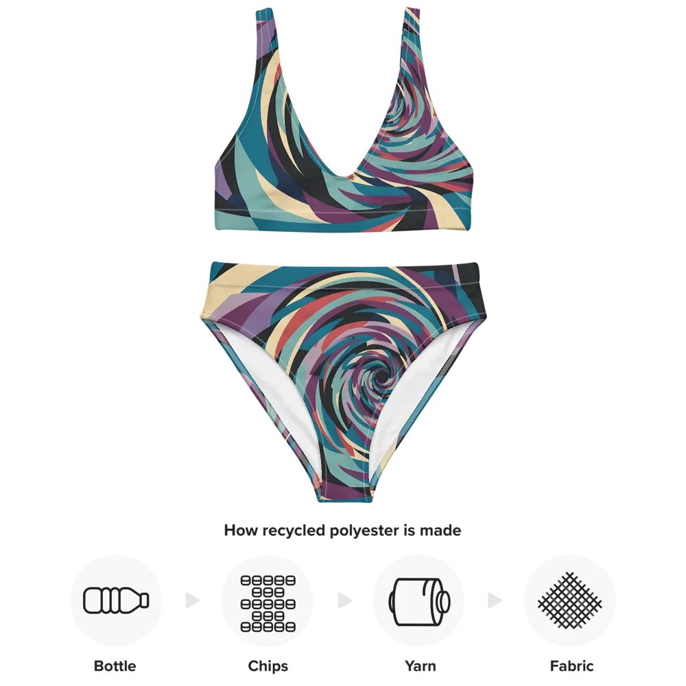 Abstract Lithographic Pattern Design High Waisted Bikini - V5 product image (3)