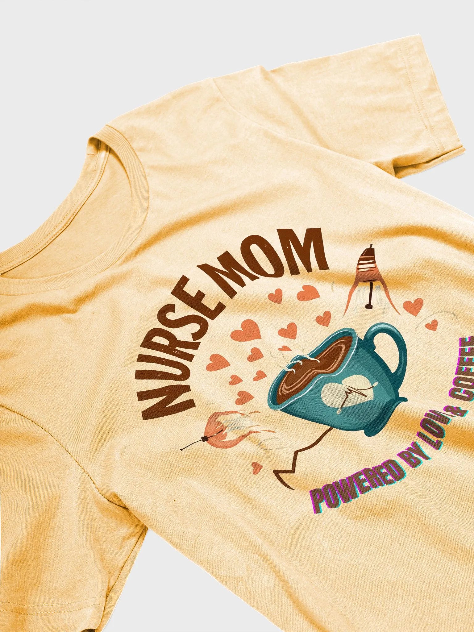 Heartbeat Nurse Mom, powered by coffee T-Shirt product image (31)
