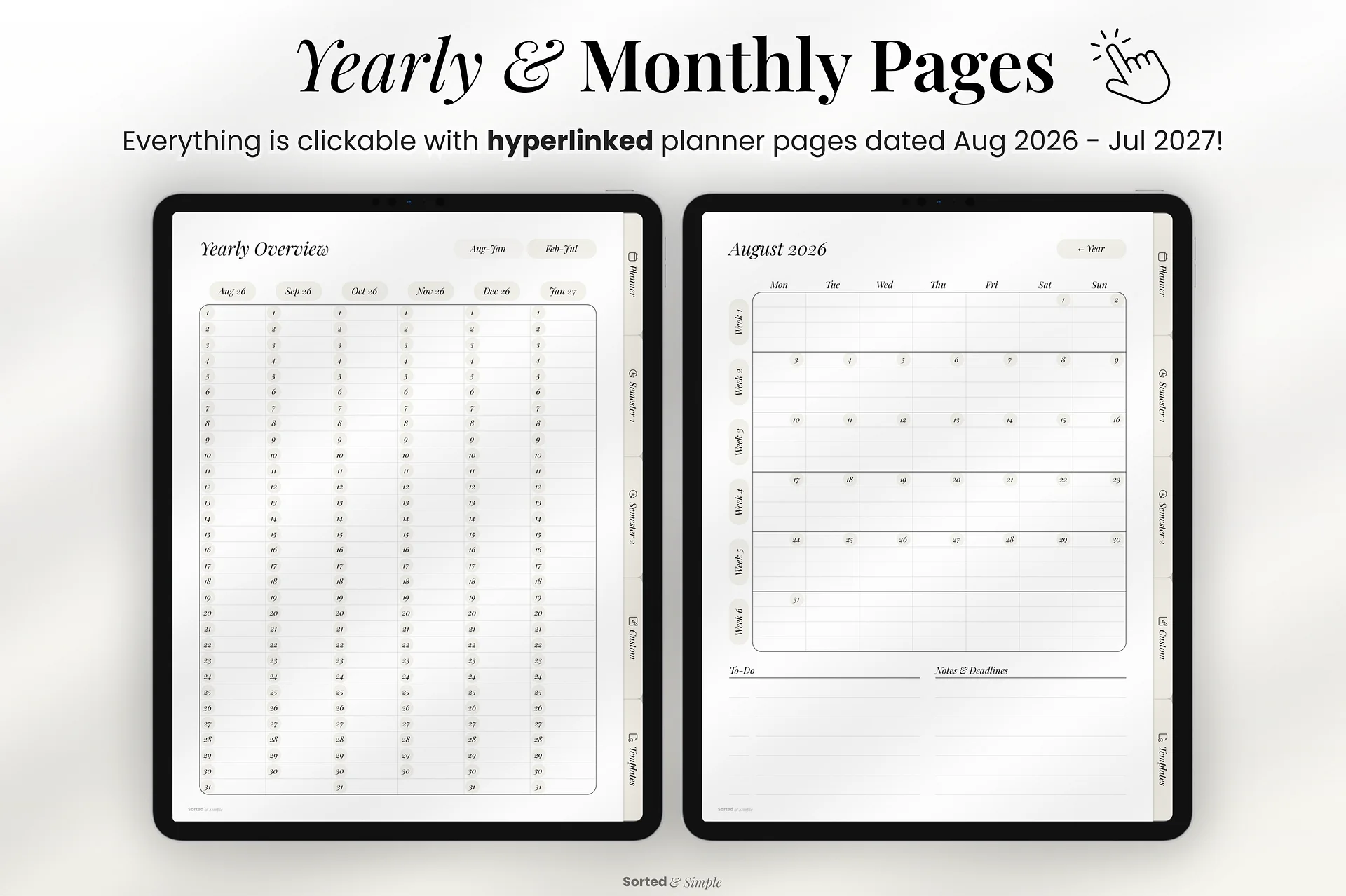 2026/2027 Mid-Year Student Digital Planner Portrait - Soft Neutral product image (8)