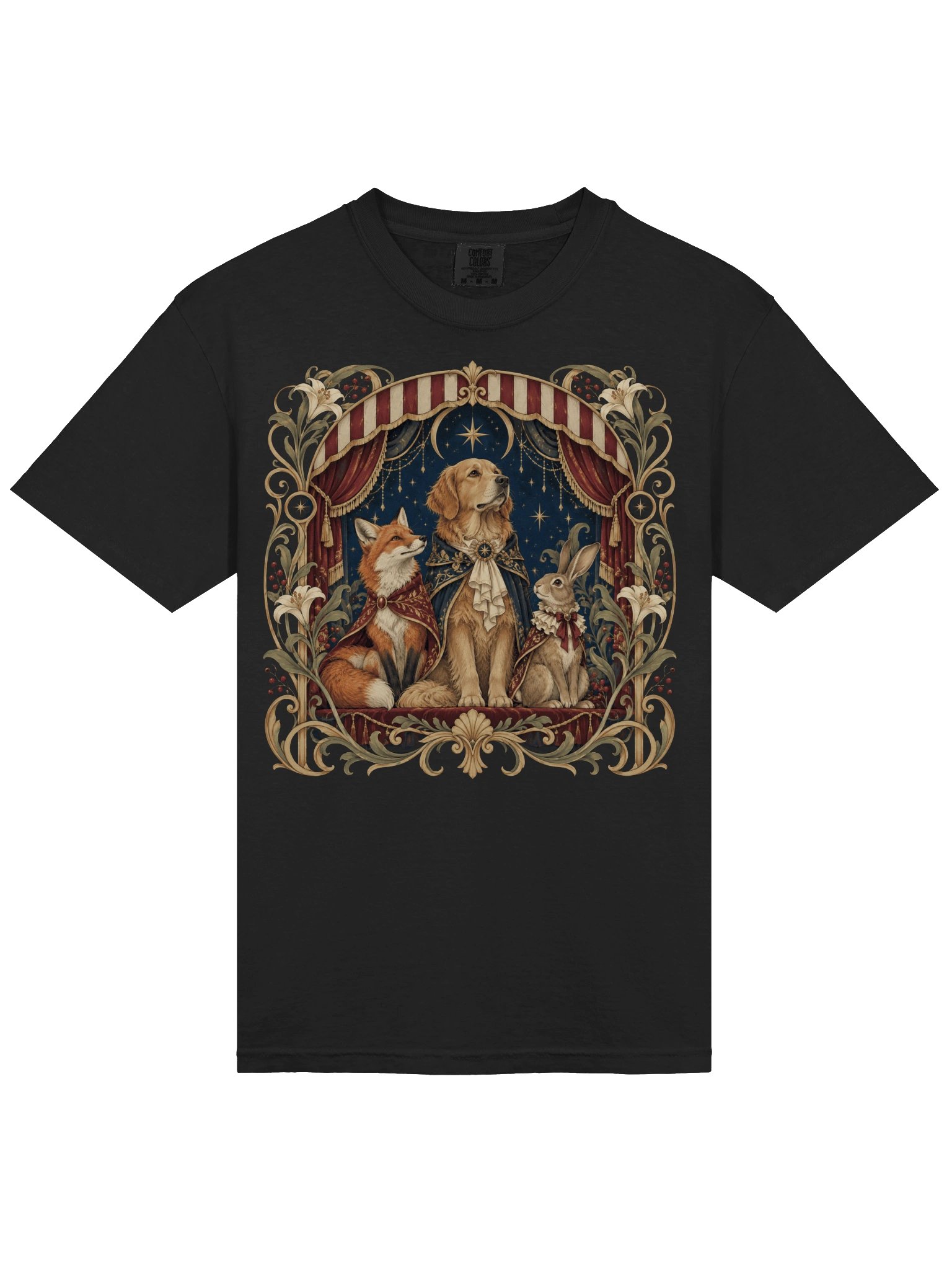 Vintage Woodland Animal Graphic T-Shirt – Dog, Fox & Rabbit Storybook Art Tee product image (10)