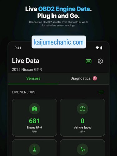 Here's what Kaiju Mechanic actually looks like.

Dashboard, live OBD, codes, chat, maintenance, receipt scan. Six Play Store ...