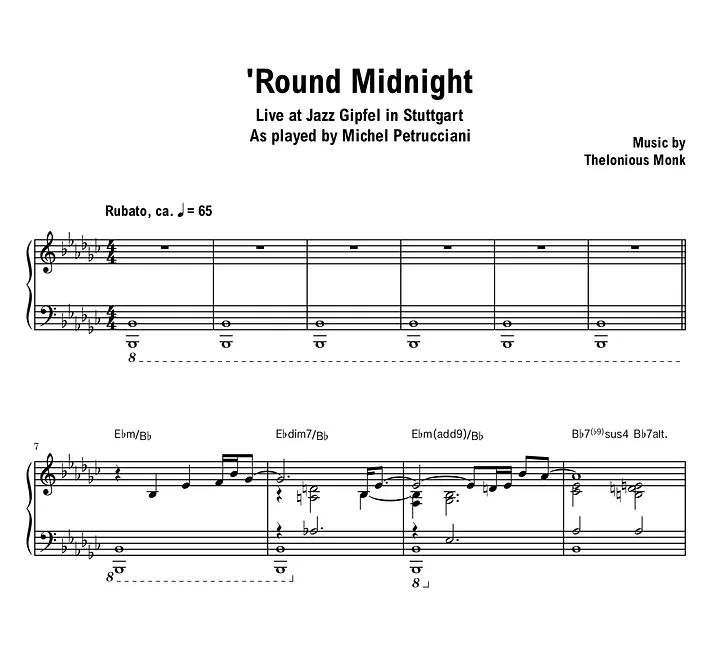 Michel Petrucciani - 'Round Midnight (Stuttgart) - Sheet music (PDF) product image (1)