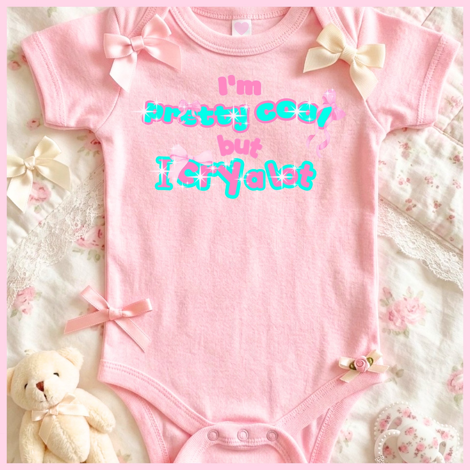 I'm pretty cool but I cry a lot🩷Super Soft🪽Onesie🩷 product image (1)