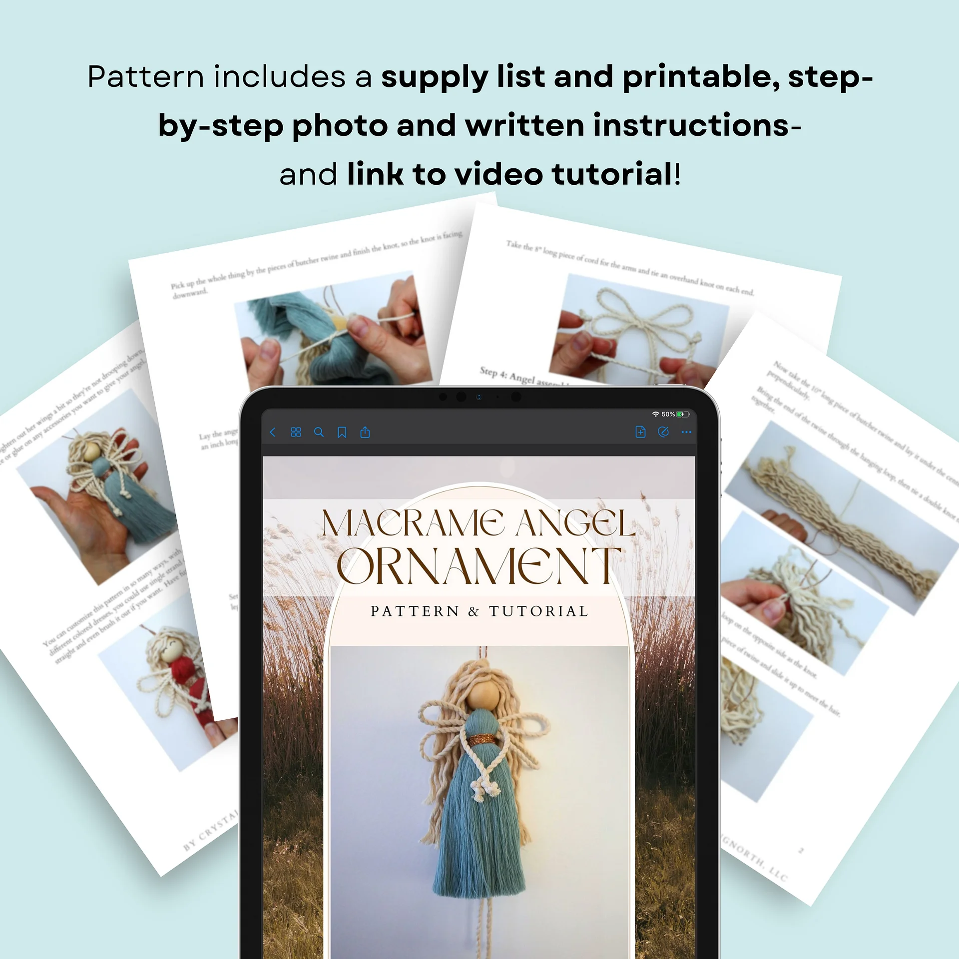 Macrame Angel Wings Wall Hanging Pattern & Angel Ornament Pattern BUNDLE (Digital PDF Pattern) product image (3)