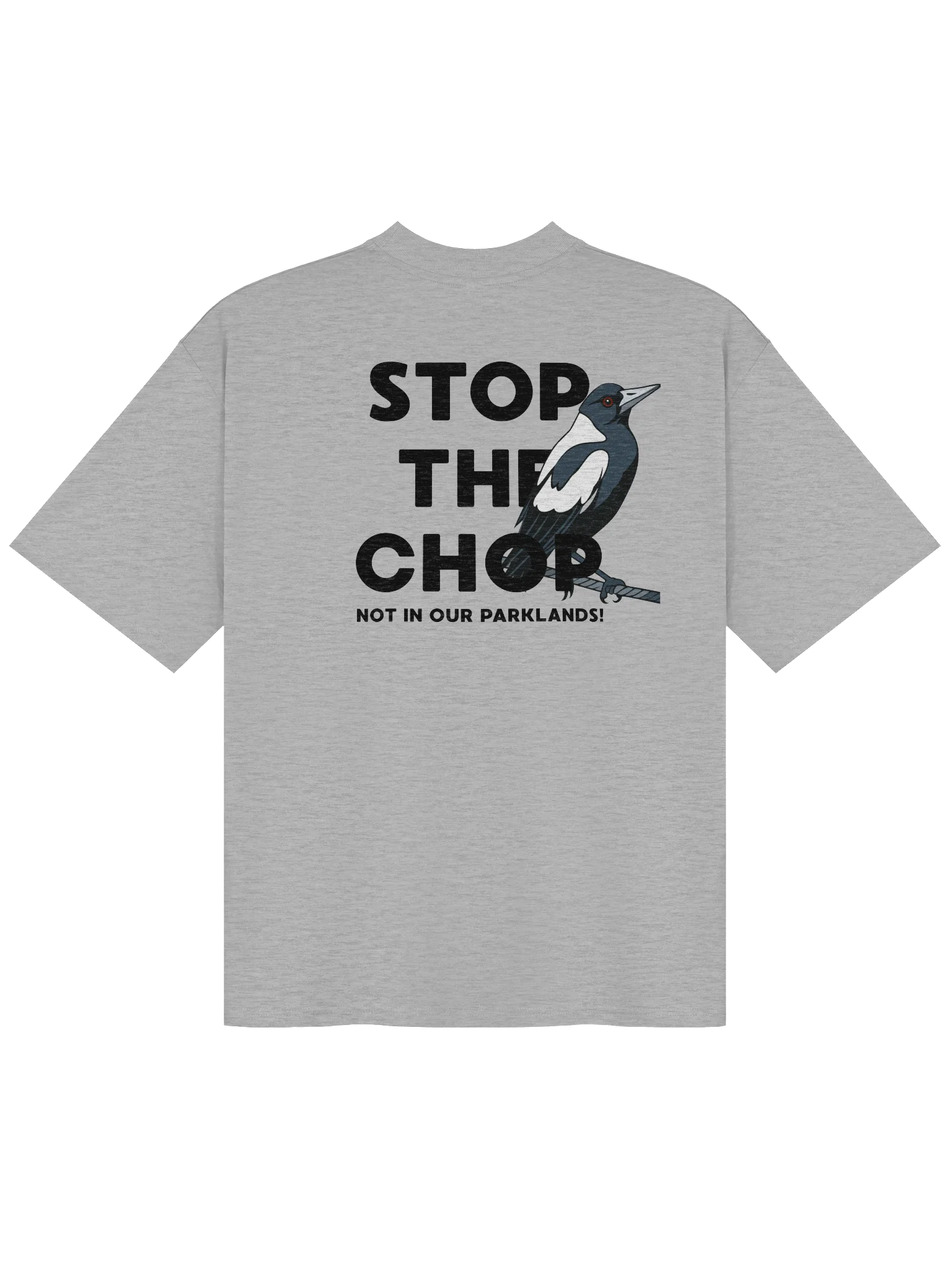 STOP THE CHOP | Magpie (Black Print) | Premium Organic Oversized T-Shirt product image (1)