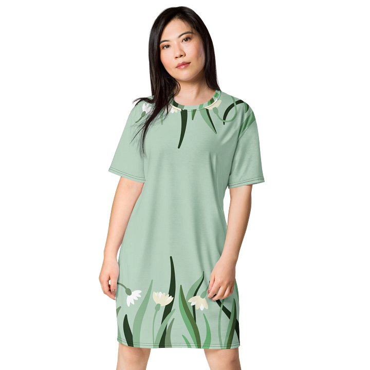 Mint Green Floral Oversized T-Shirt Dress - Exclusive TDSMUSIC Design product image (1)