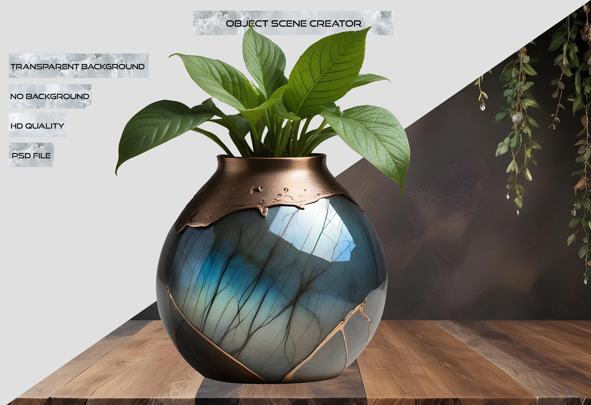 Stellar Luxe – Labradorite & Copper Harmony Vase PNG product image (2)