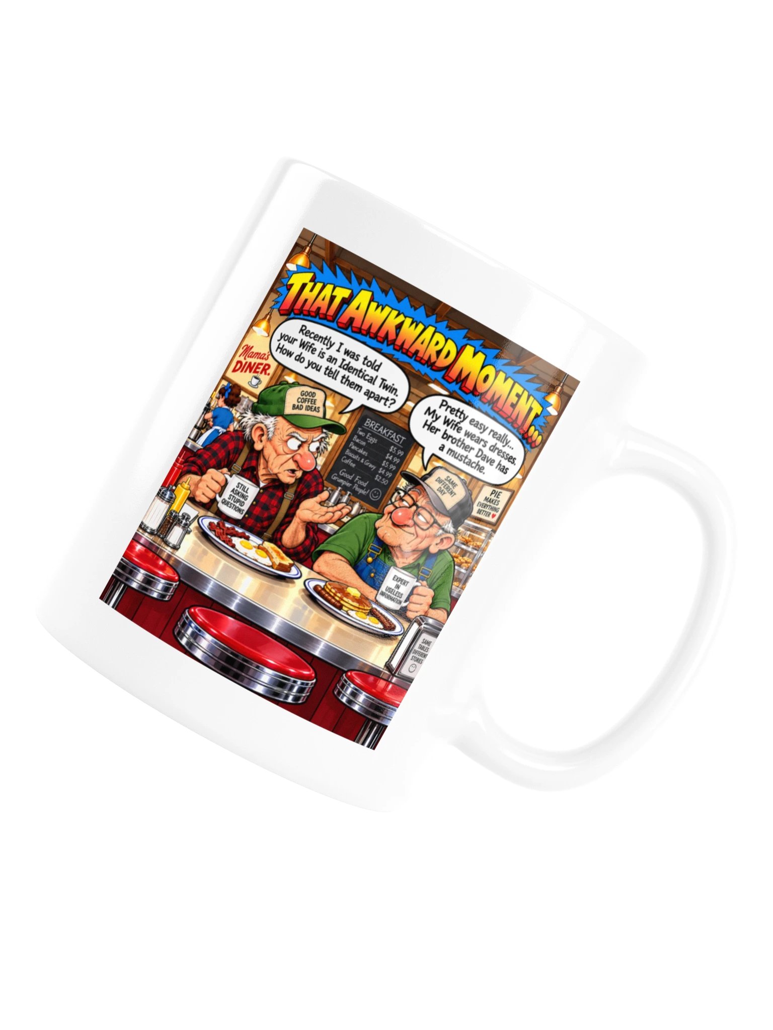 1 Earth Prints Two Old Men at the Diner White Glossy Mug product image (6)