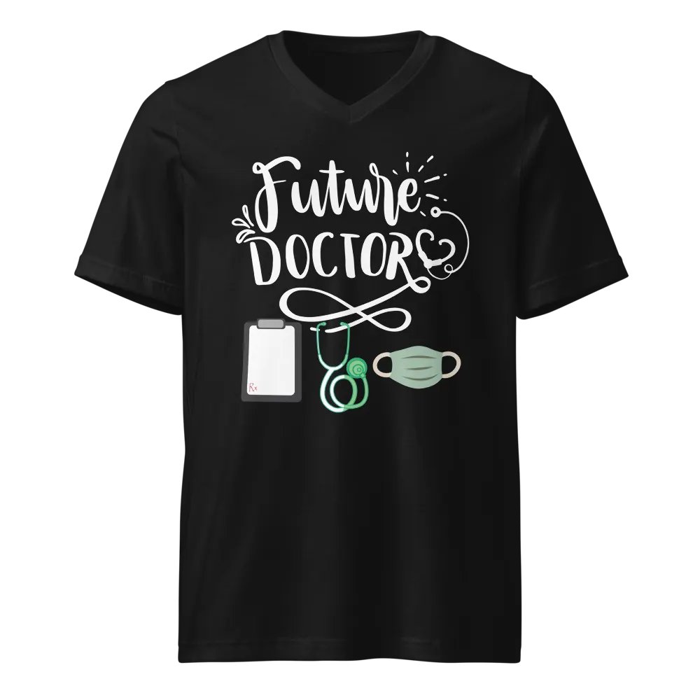 future doctor, stethoscope, nose mask v-neckTee product image (1)