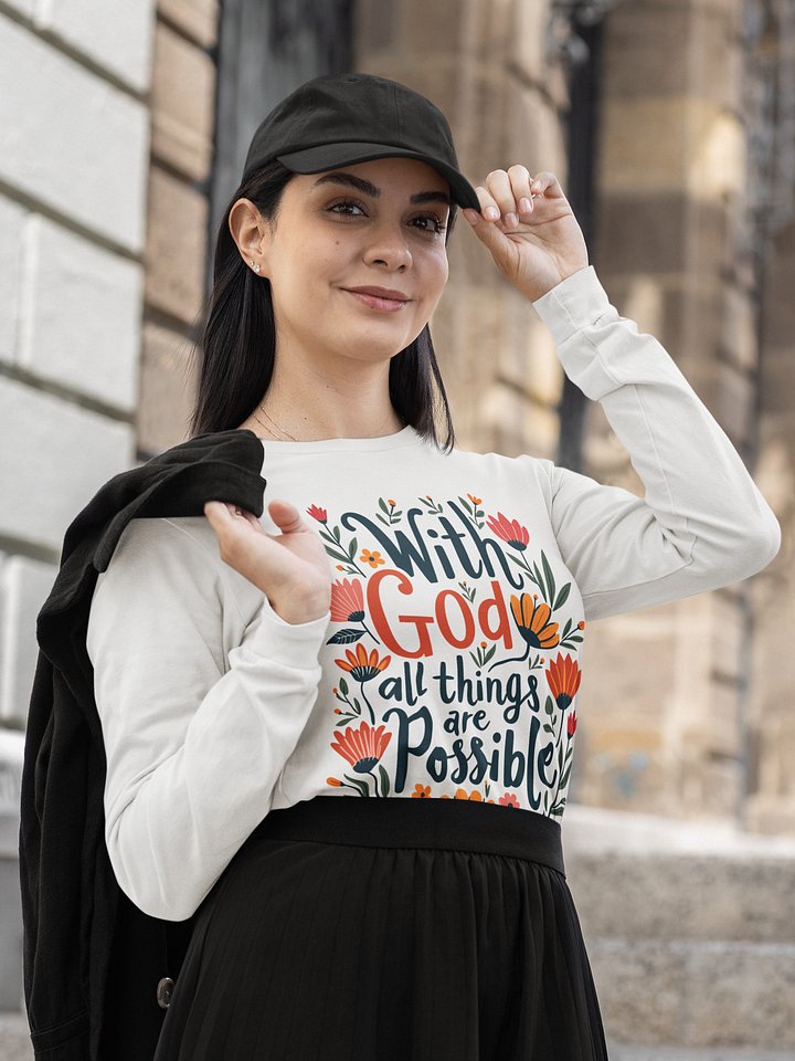 Women's Organic Crewneck Sweatshirt With God All Things Are Possible product image (1)
