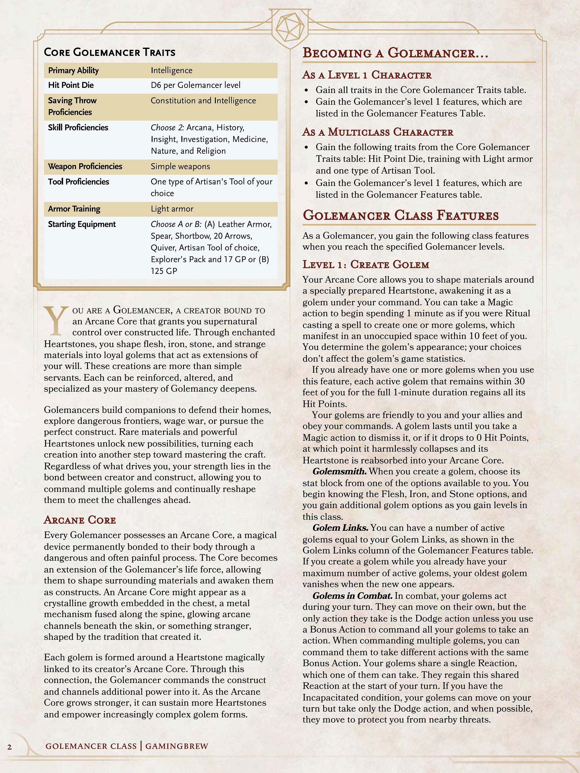 Golemancer 5E & 5.5E Class product image (3)