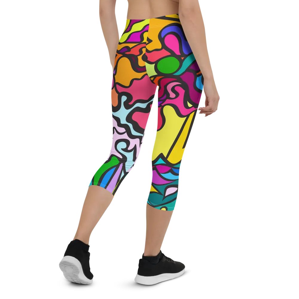 Vibrant Motion Custom Capri Leggings - Wave at Sunset product image (2)