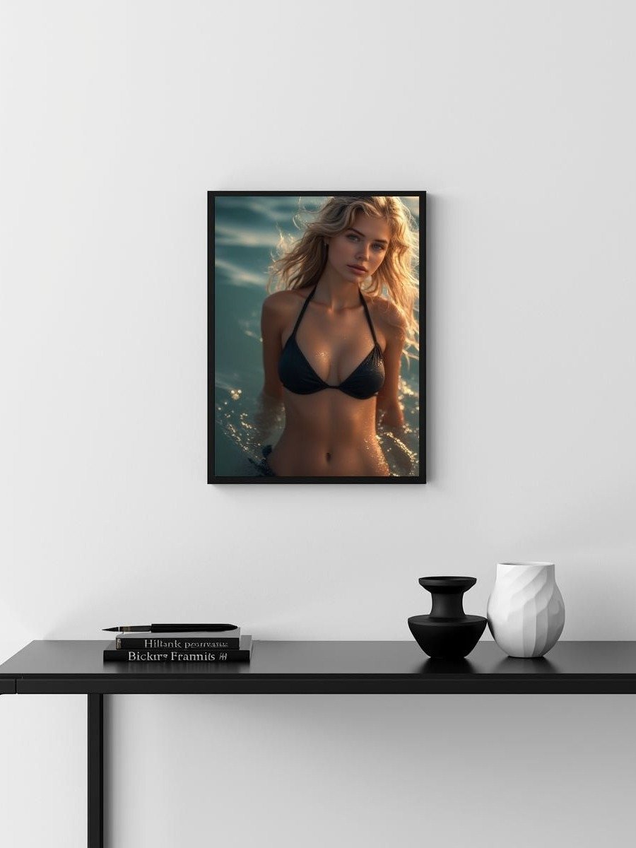 Blonde Black Bikini Model 8x10 Metal Wall Art – Ocean Metal Poster Print product image (3)