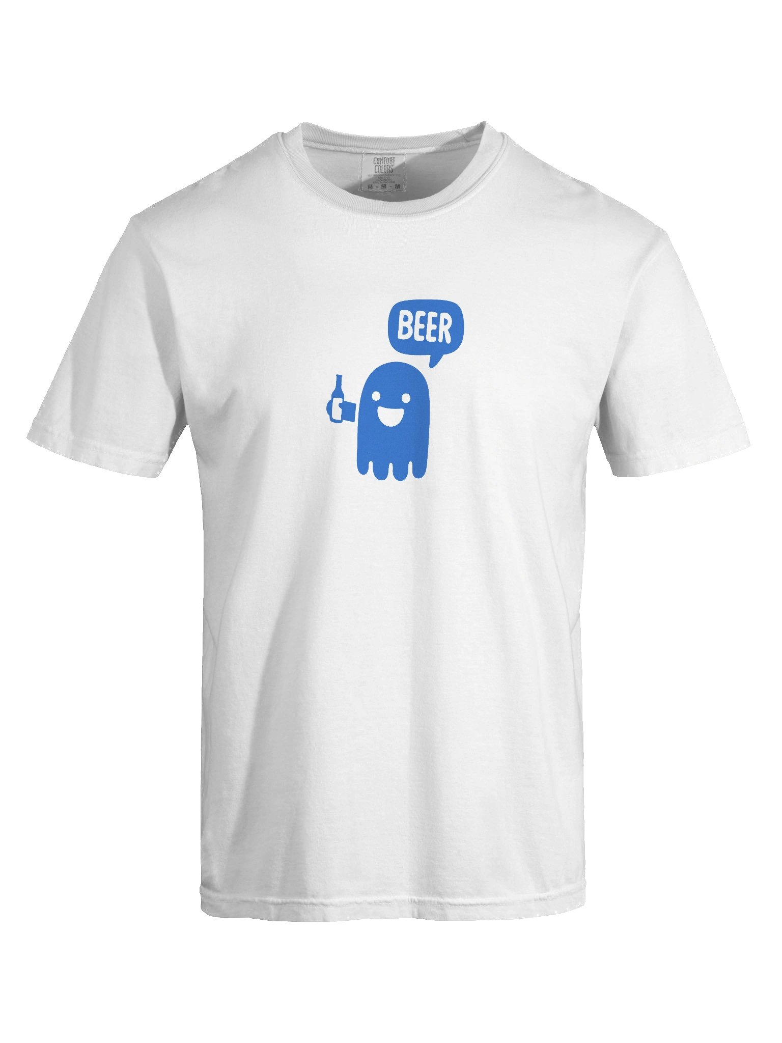 Funny Blue Ghost Beer Graphic T-Shirt – Bold Front Print Tee with Drinking Ghost Design product image (4)