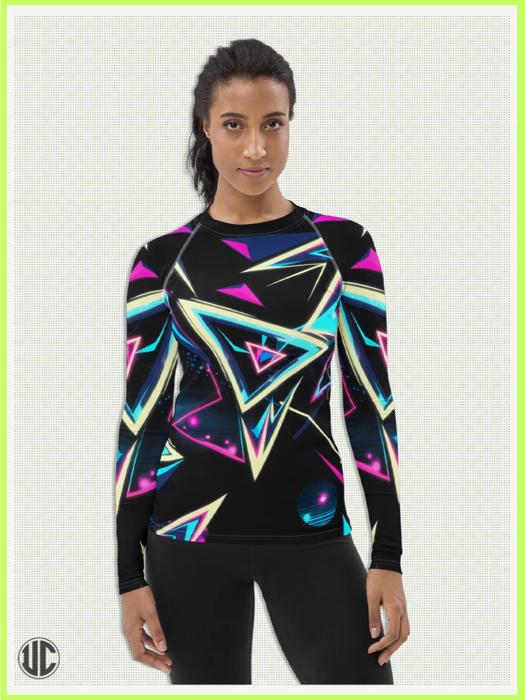 Electric ’80s Neon – Women’s Rash Guard product image (5)