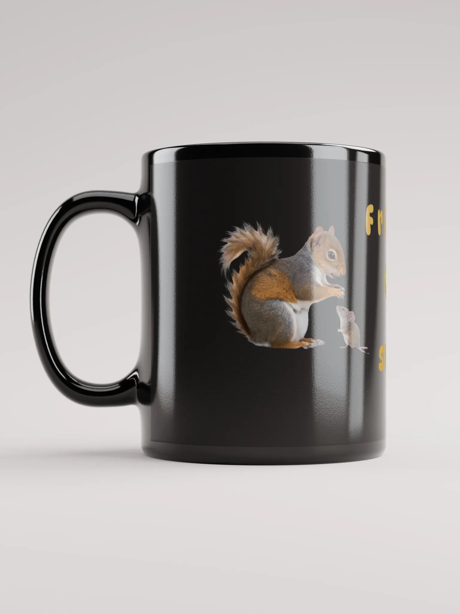 Squirrel an Mouse Friendship Acorn Black Mug product image (6)