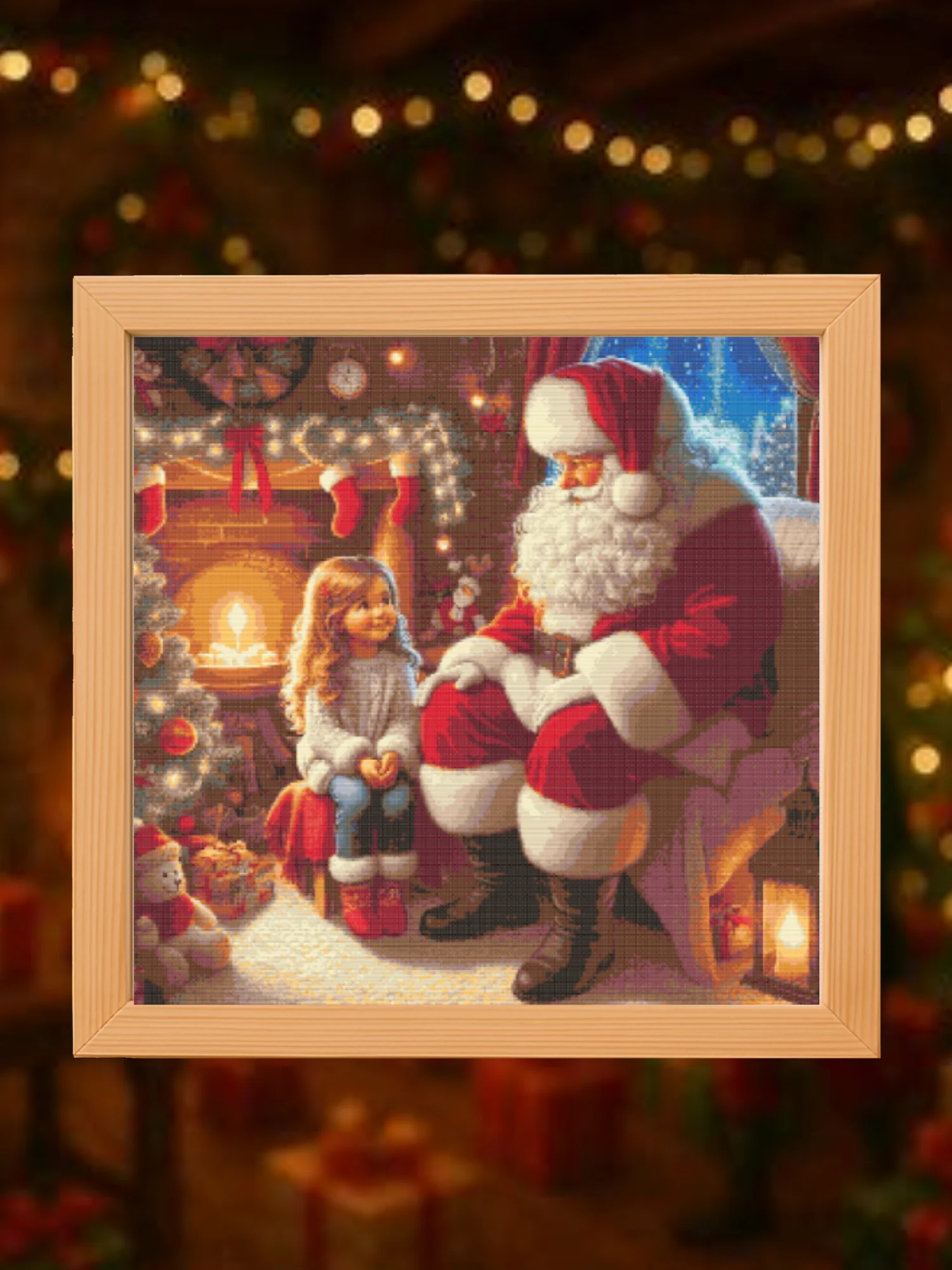 Girl Visits Santa's Grotto Cross Stitch Pattern product image (1)