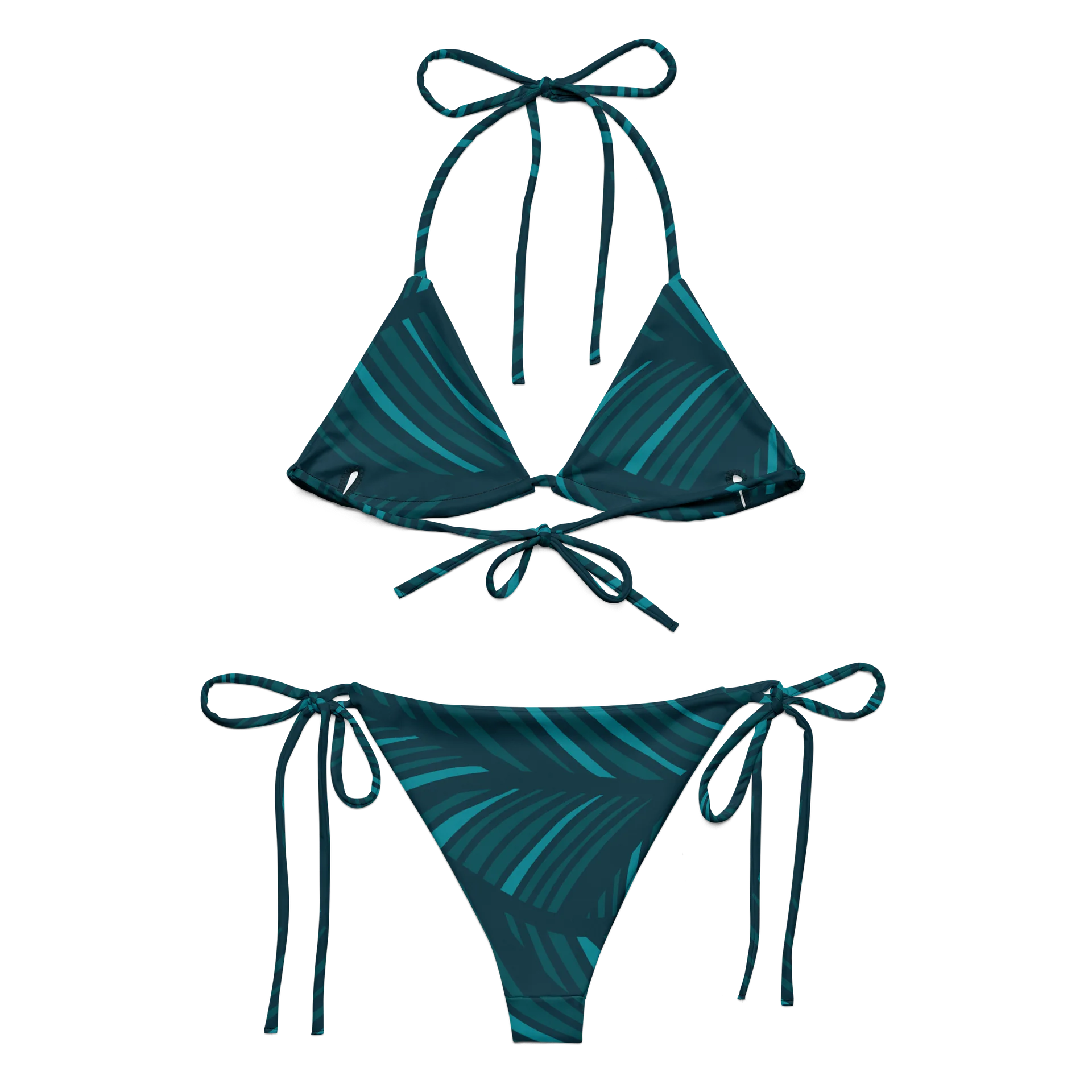 Teal Wave Abstract String Bikini product image (7)