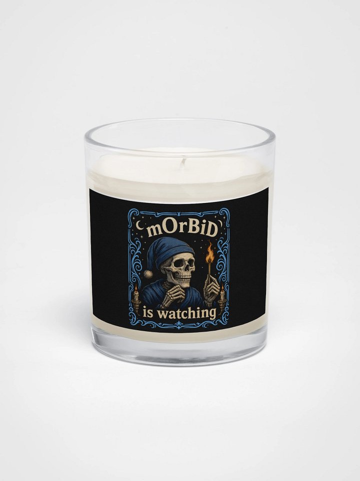 ''mOrBiD is Watching'' Soy Wax Candle In A Clear Glass Jar product image (1)