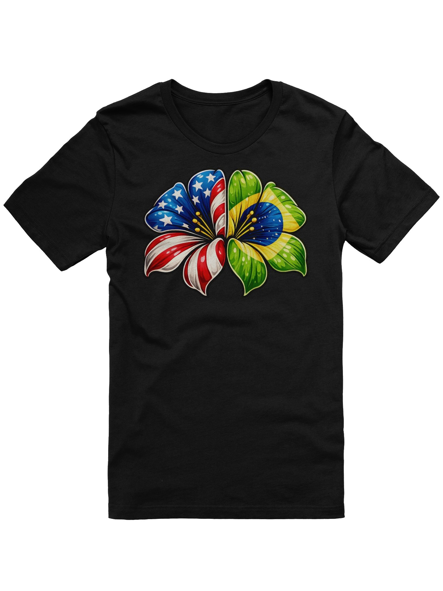 USA Brazil Flower Shirt, Patriotic Floral Tee, American & Brazilian Pride, Unisex Graphic T-Shirt product image (8)