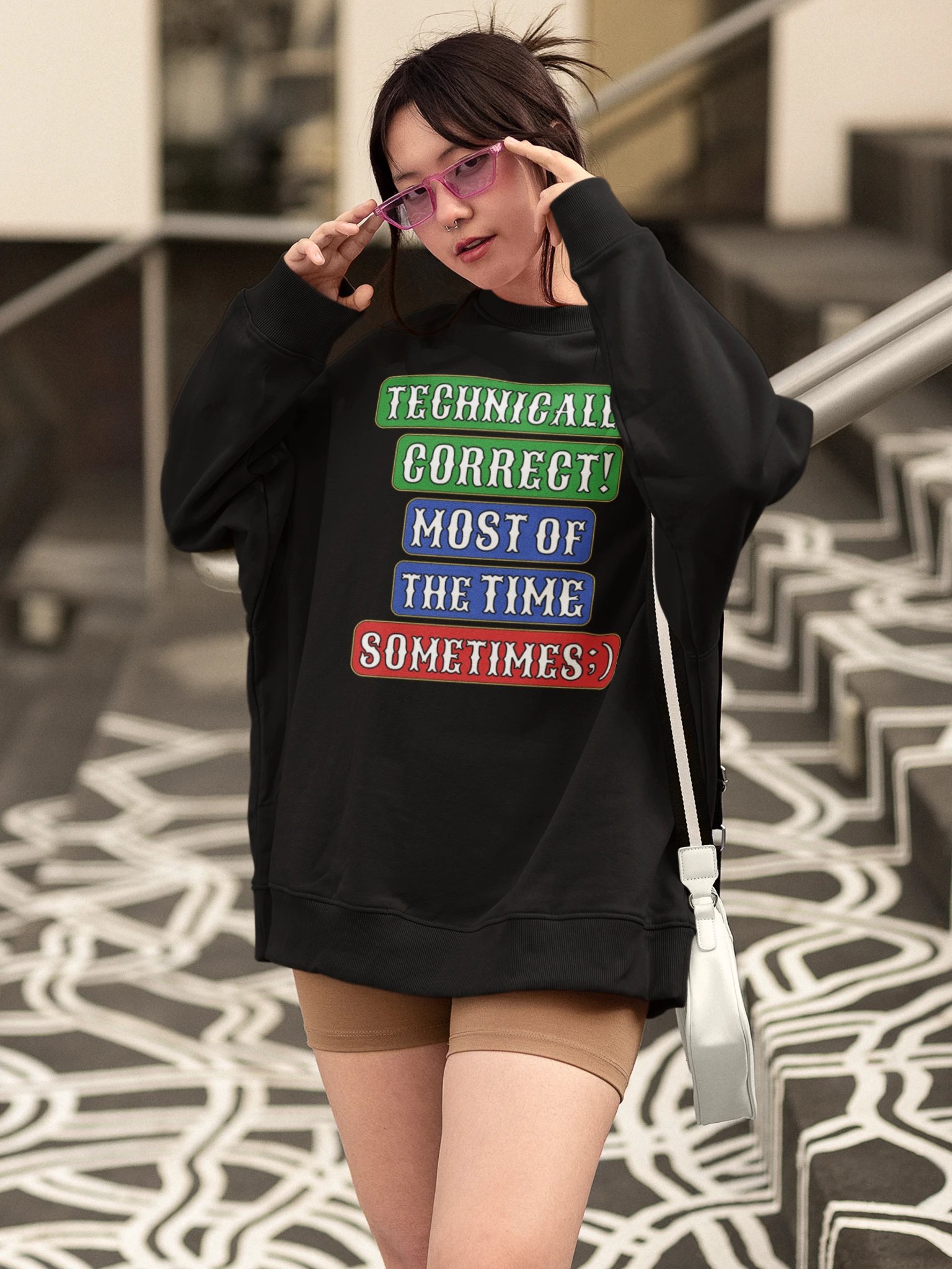 Technically Correct Sometimes Humour Unisex Organic Cotton Blend Oversized Graphic Sweatshirt product image (2)