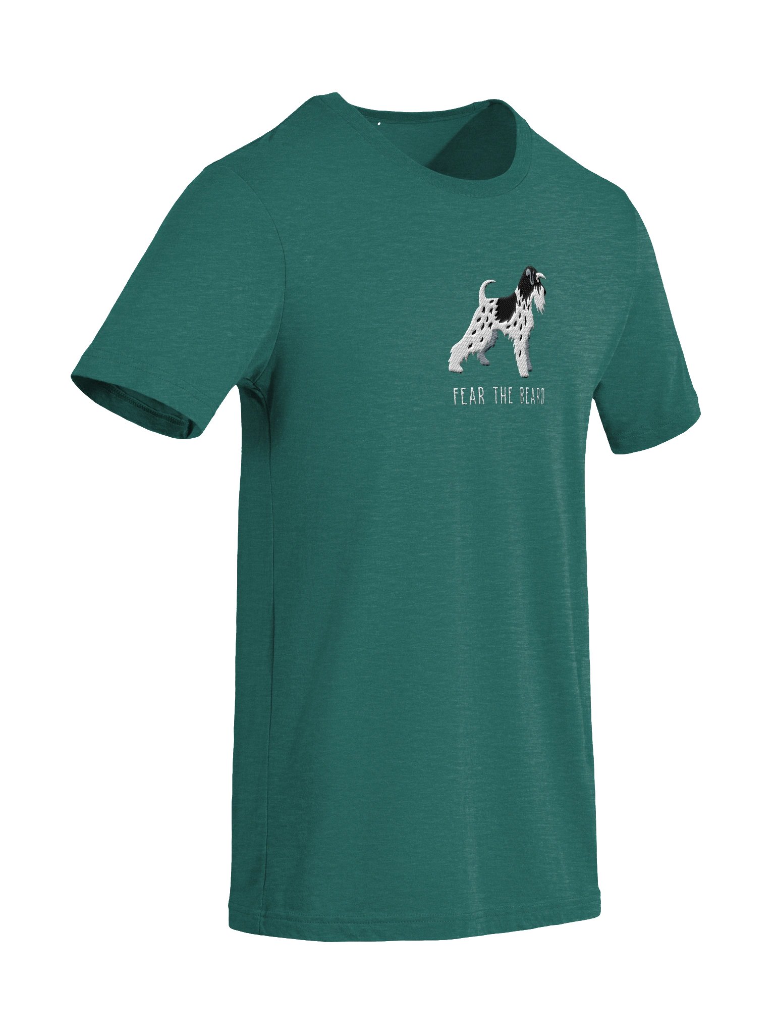 Fear the Beard T-Shirt(Embroidered) of a Miniature Schnauzer(Parti, Black & White) product image (9)