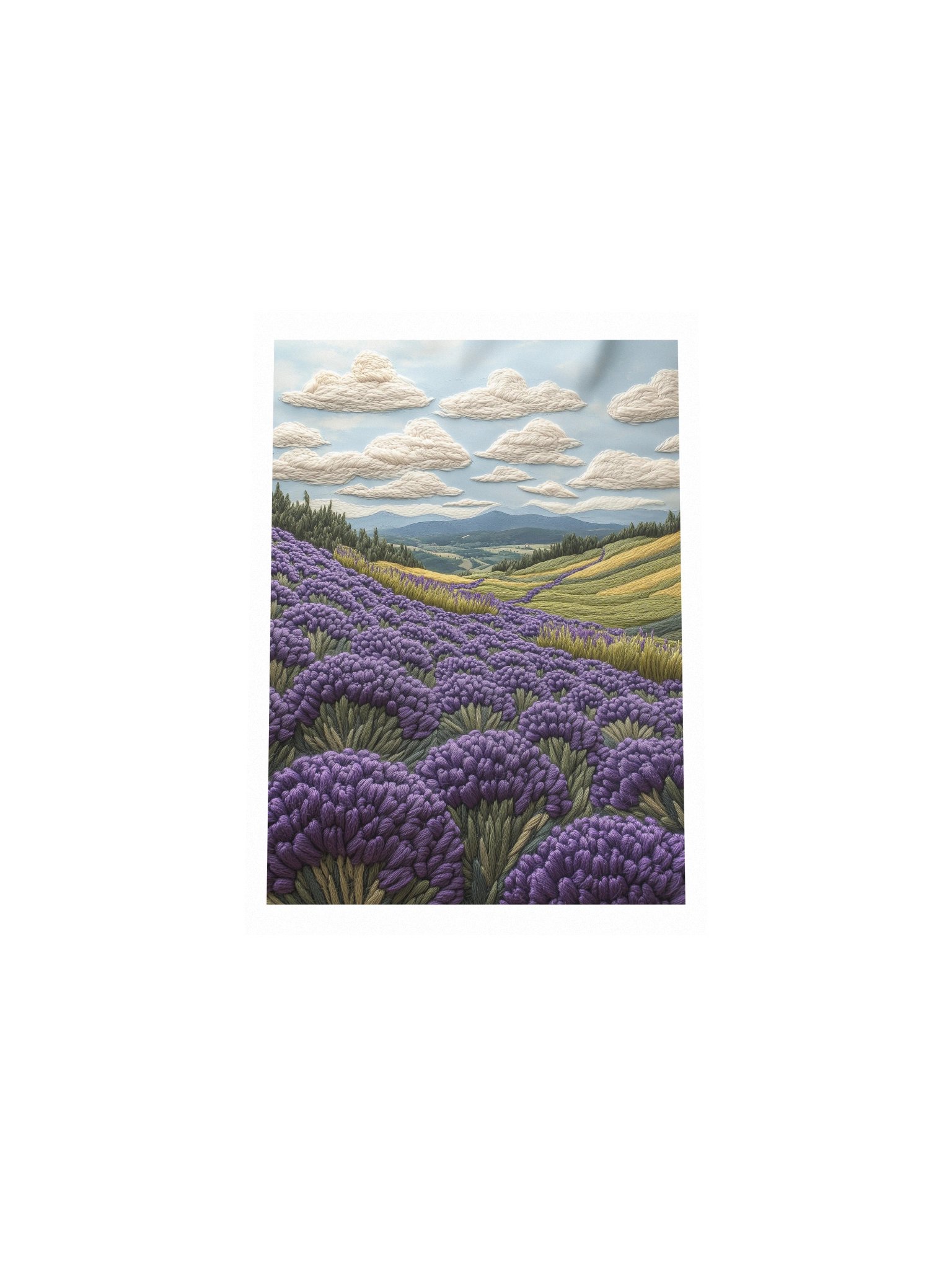 Somewhere in the Lavender Fields | Embroidery-Style Wall Art — Unframed Print product image (4)