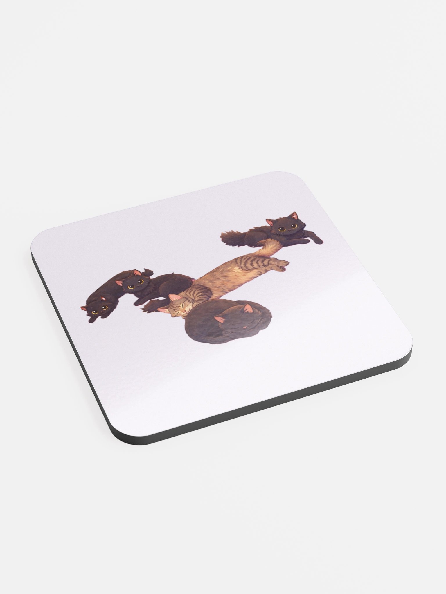 cat brigade 2 Glossed Cork Coaster product image (2)